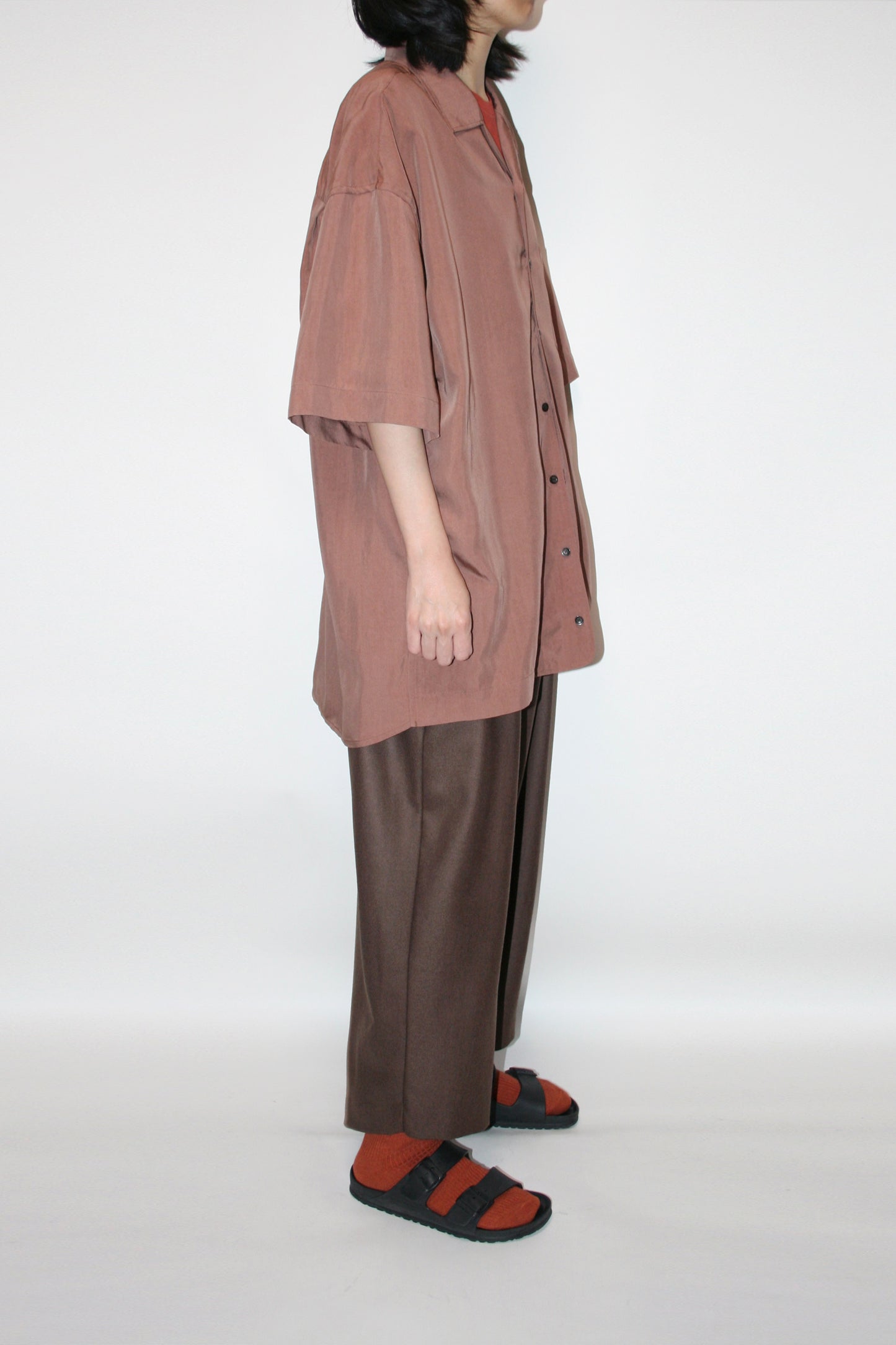 VOAAOV SOFT DRAPE MODAL SS SHIRT - PINK