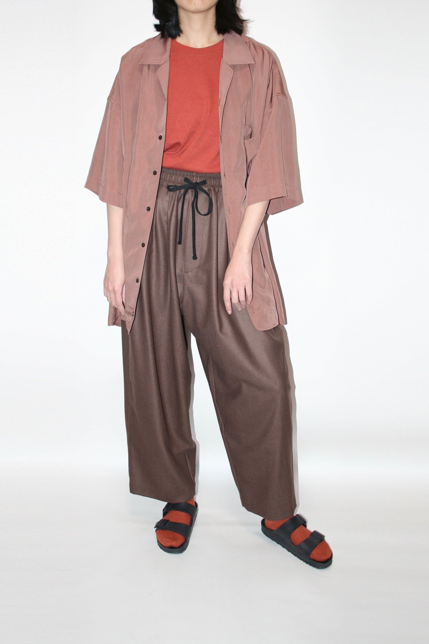 VOAAOV SOFT DRAPE MODAL SS SHIRT - PINK