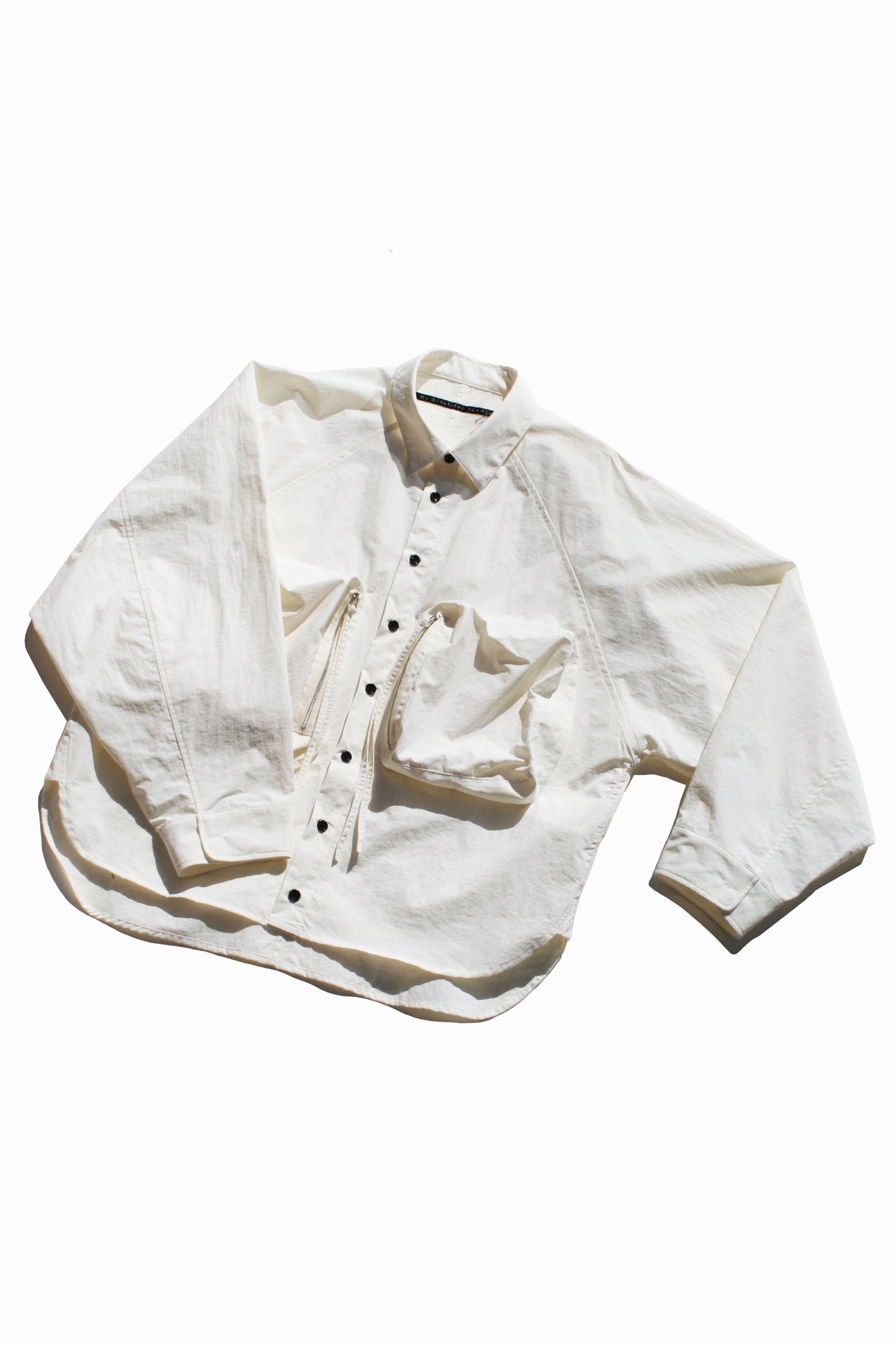 MY BEAUTIFUL LANDLET NYLON DYED TAFFETA BIG POCKET SHIRT - OFF WHITE