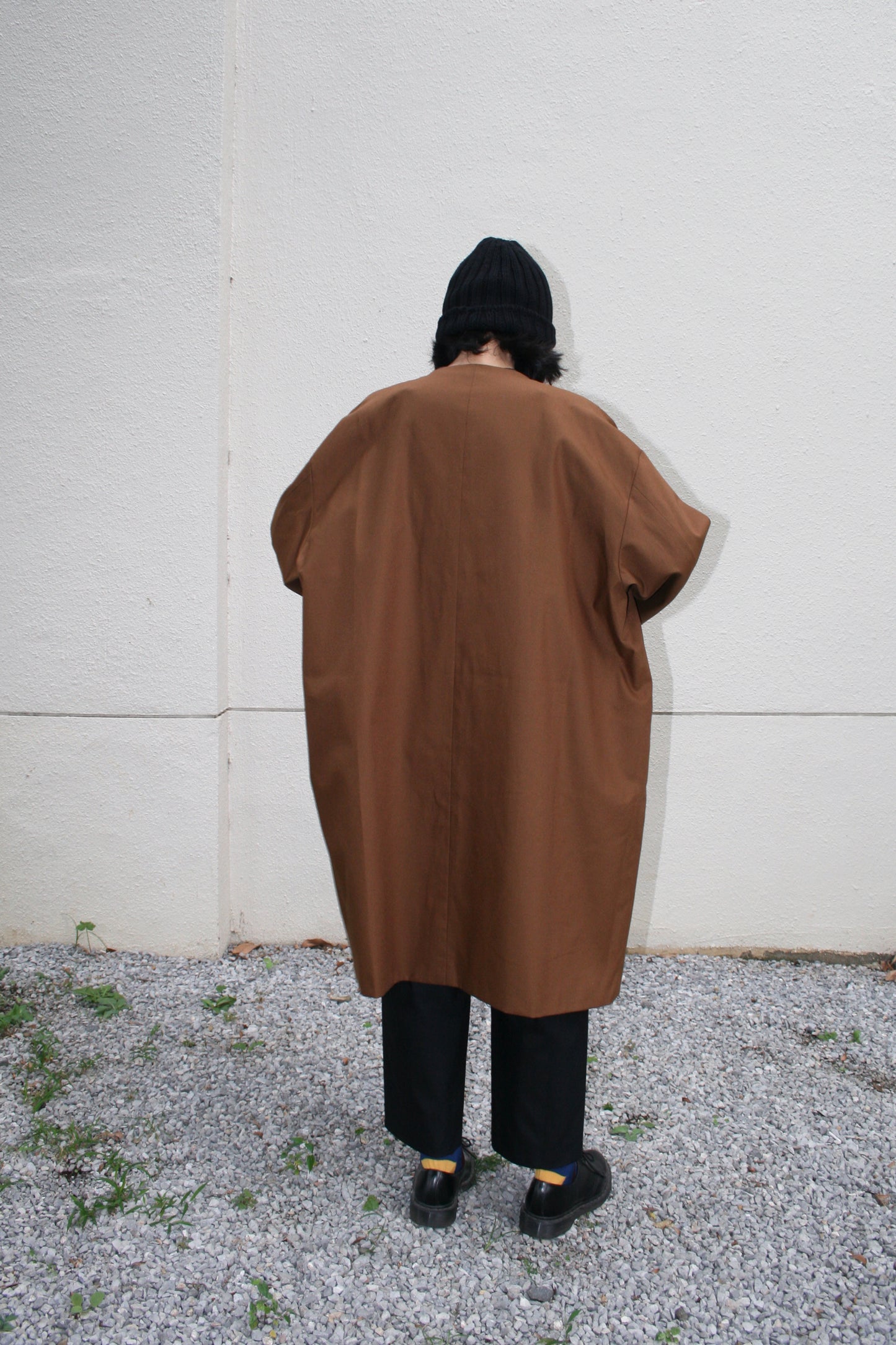 MY BEAUTIFUL LANDLET HIGH DENSITY GABARDINE STRIPE CUPRO REVERSIBLE COAT - BROWN