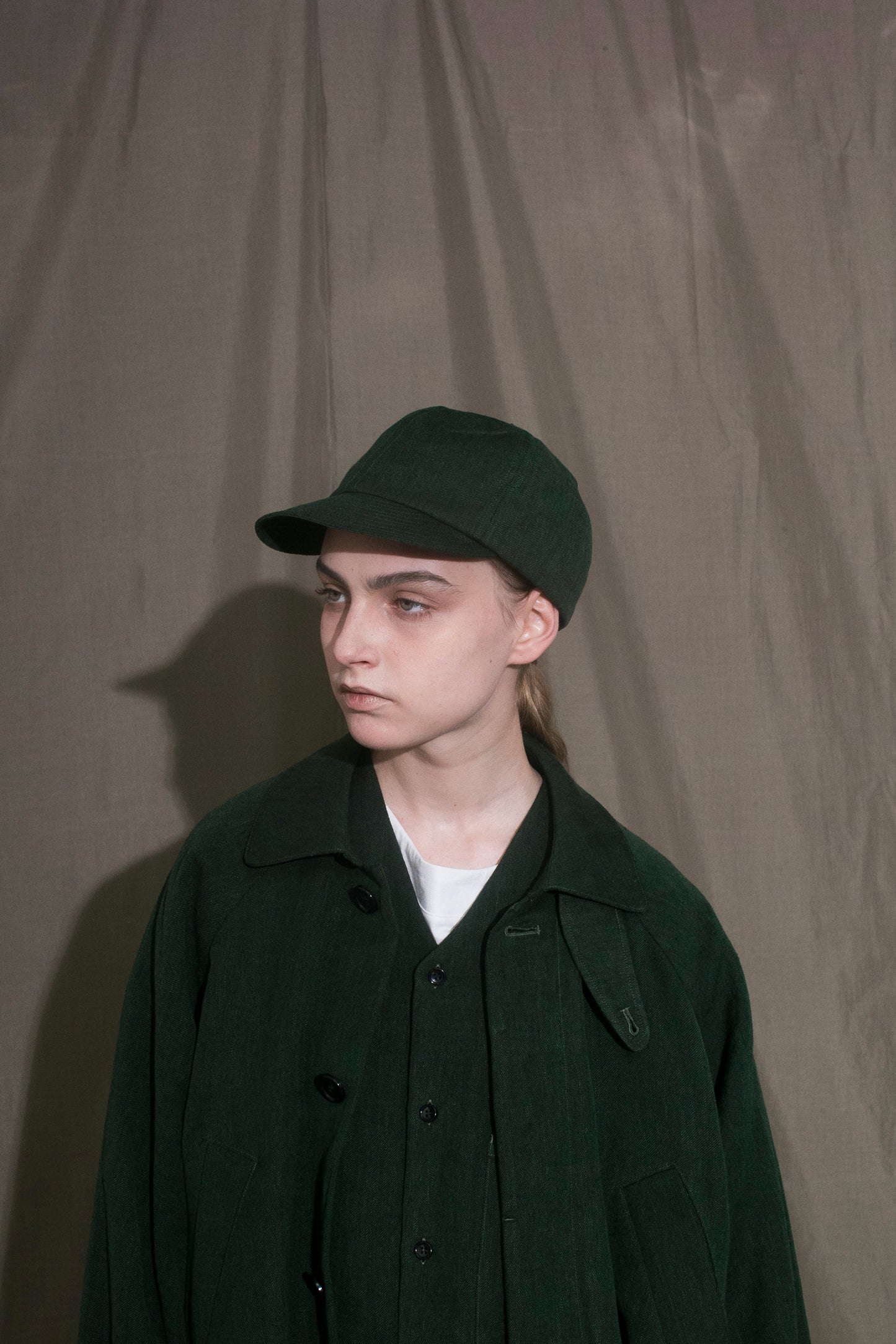 MY BEAUTIFUL LANDLET BISHU JAPAN LINEN CAP - GREEN / BLACK