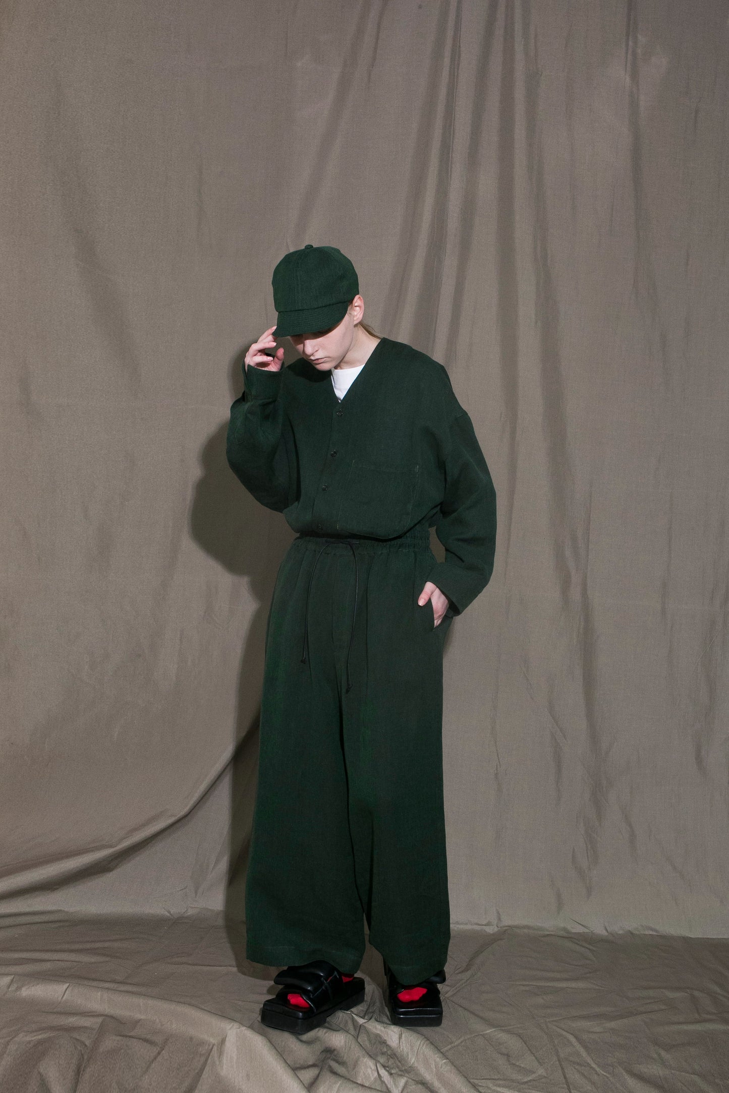 MY BEAUTIFUL LANDLET BISHU JAPAN LINEN PANTS - GREEN