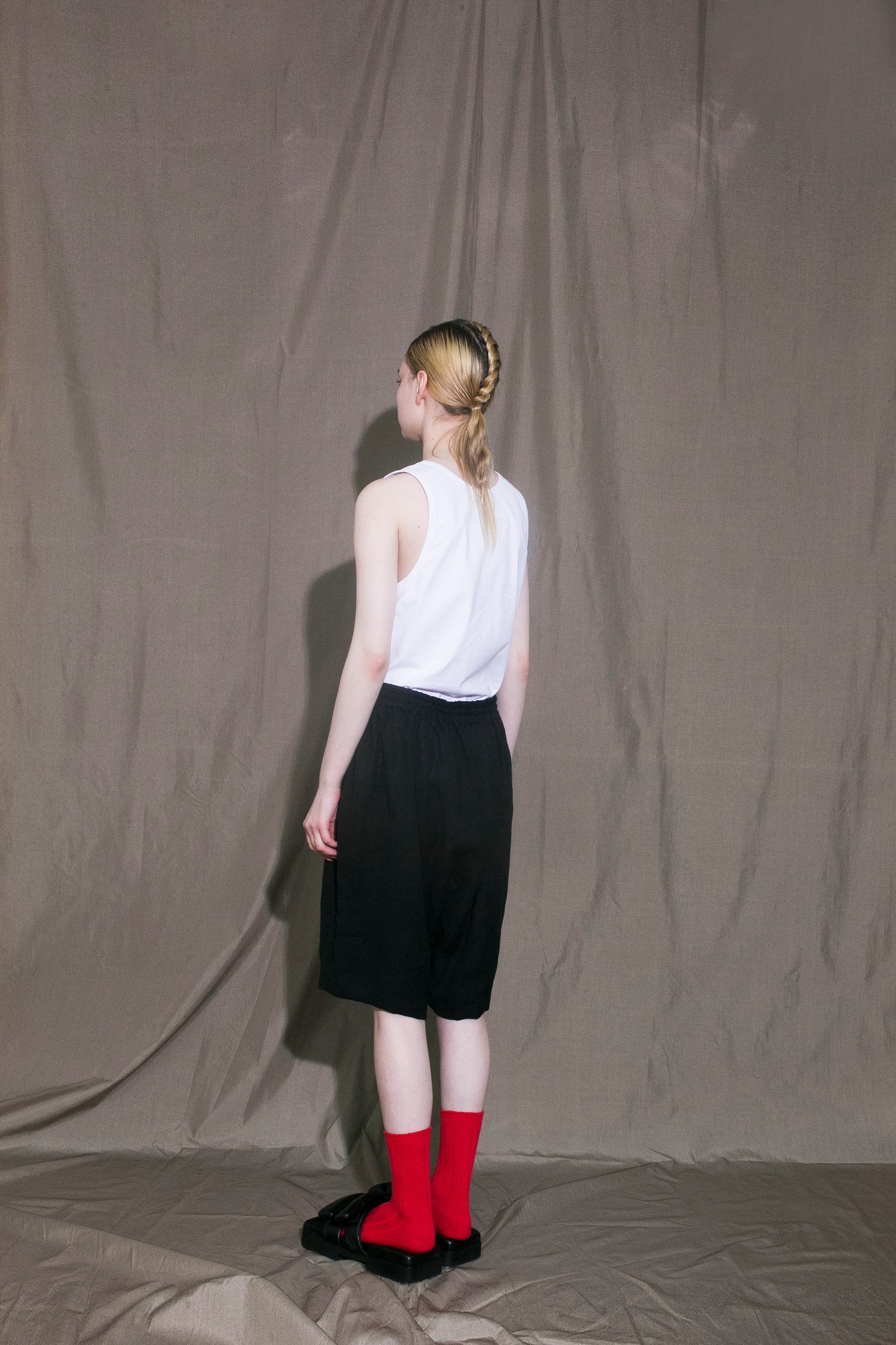 MY BEAUTIFUL LANDLET BISHU JAPAN LINEN SHORTS - BLACK