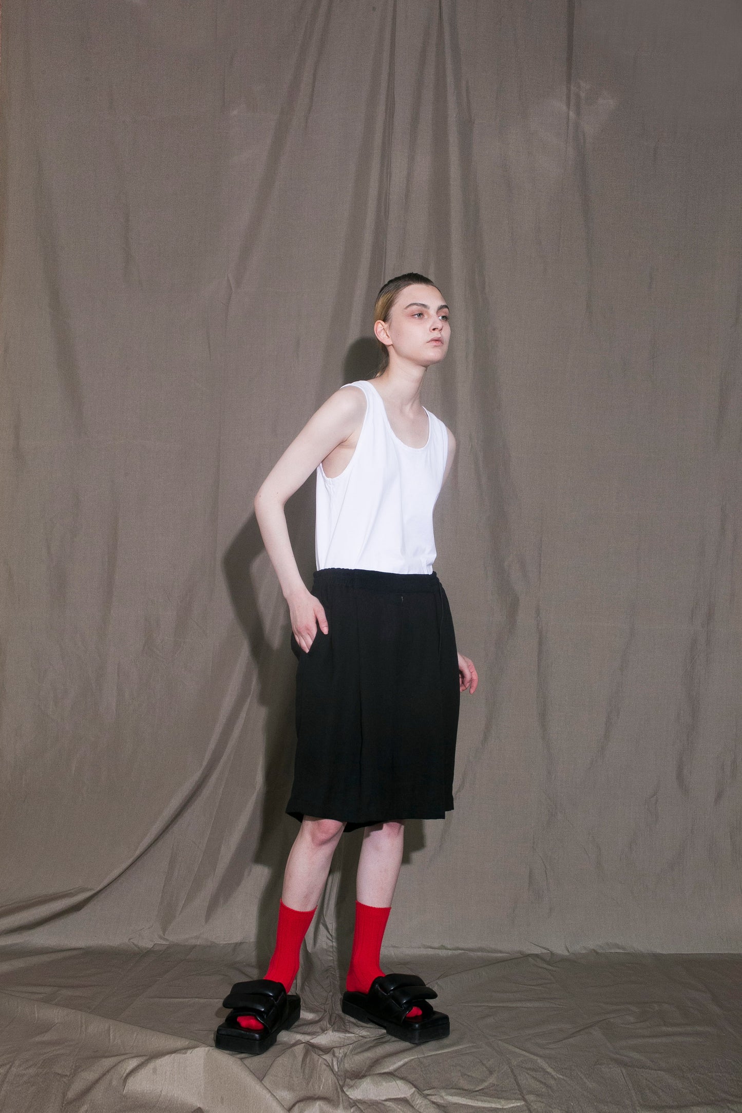 MY BEAUTIFUL LANDLET BISHU JAPAN LINEN SHORTS - BLACK
