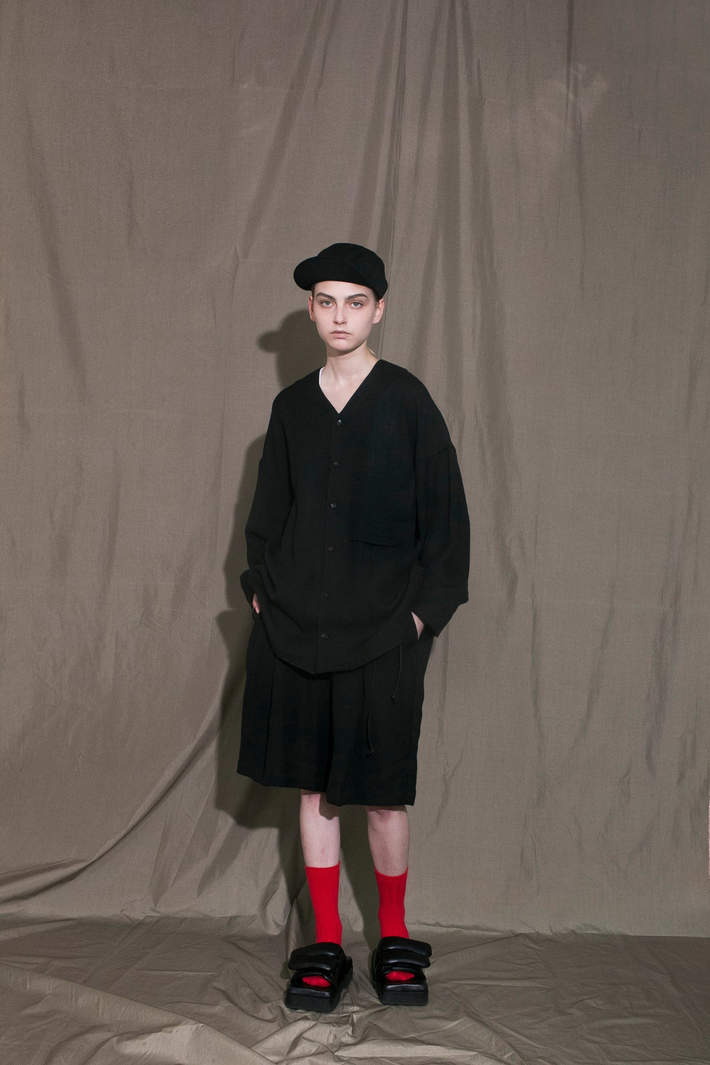 MY BEAUTIFUL LANDLET BISHU JAPAN LINEN SHIRT - BLACK