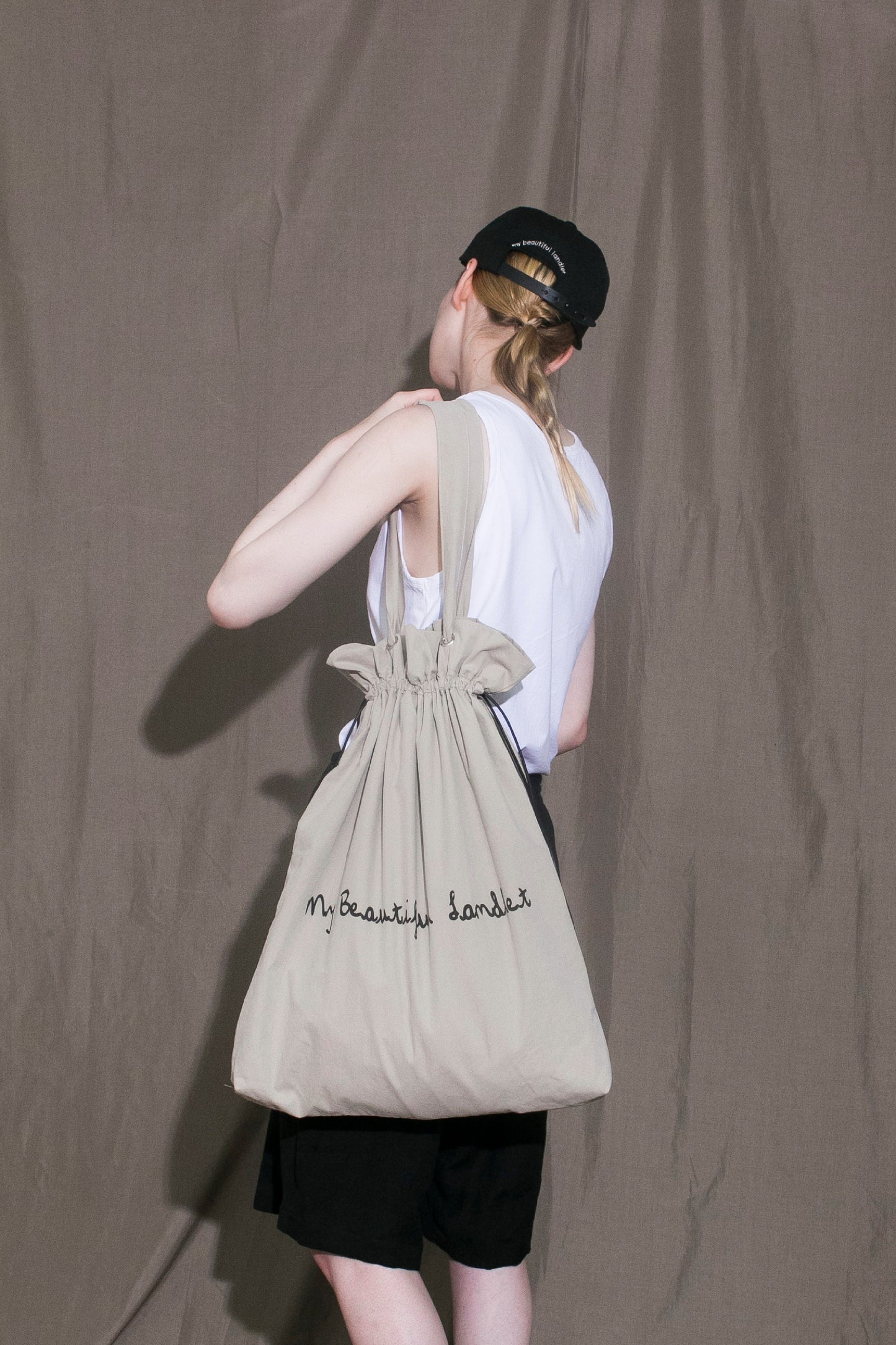 MY BEAUTIFUL LANDLET COTTON NYLON BIO PEACH TOTE BAG - BEIGE