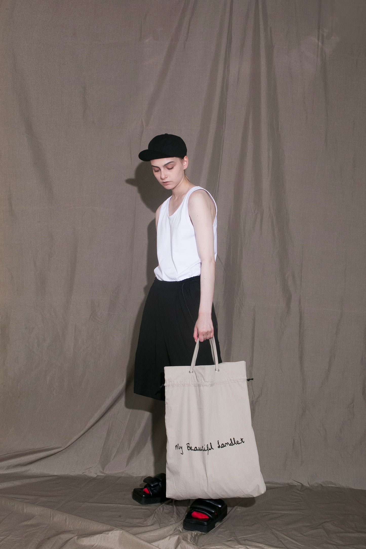 MY BEAUTIFUL LANDLET COTTON NYLON BIO PEACH TOTE BAG - BEIGE