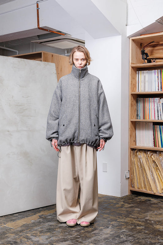 VOAAOV WOOL LINEN HERRINGBONE BLOUSON