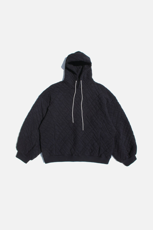 MY BEAUTIFUL LANDLET QUILTED JACQUARD BIG HOODIE - BLACK