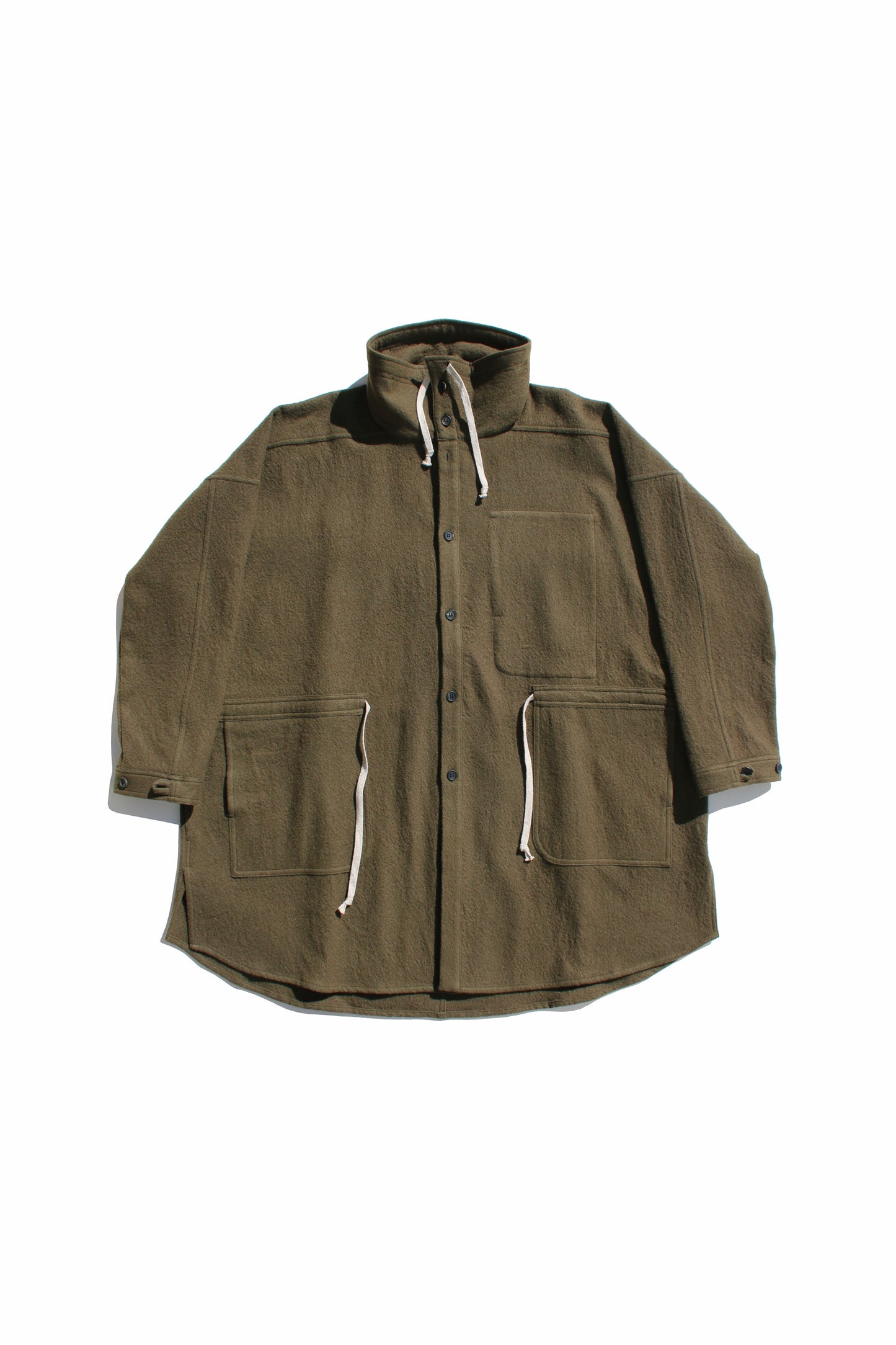 O PROJECT TEDDY WOOL TWILL PARKA JACKET - ARMY GREEN