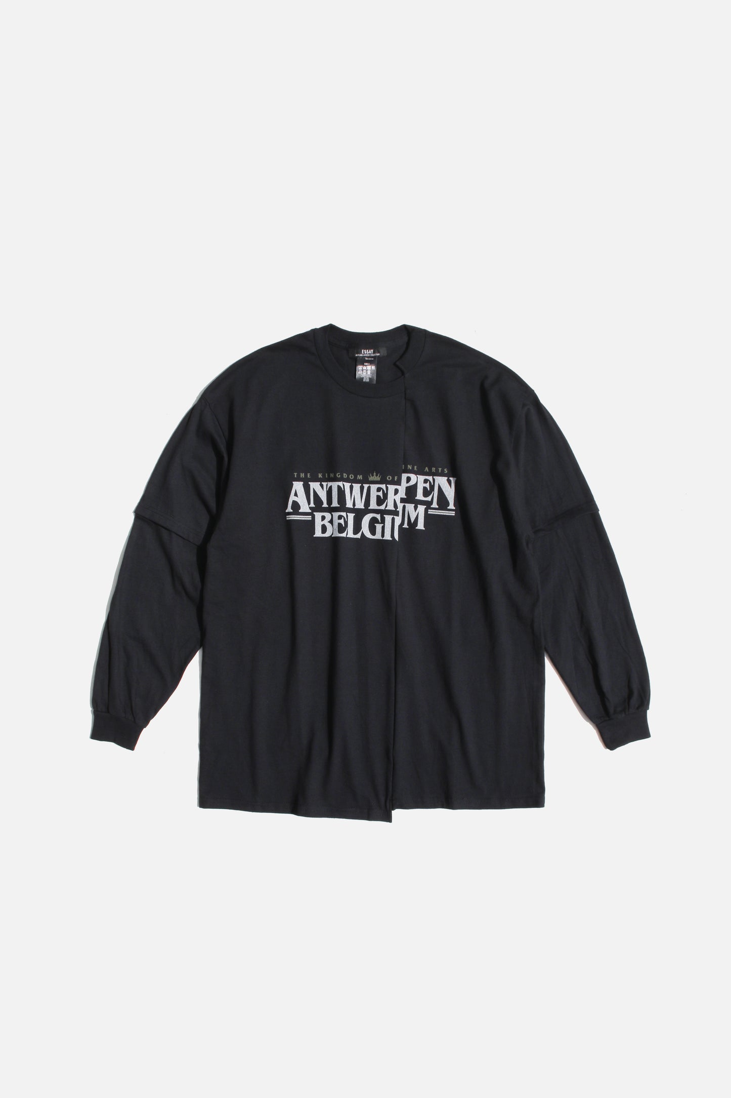 ESSAY CUT UP LONG LAYER T-SHIRT - ANTWERPEN BLACK