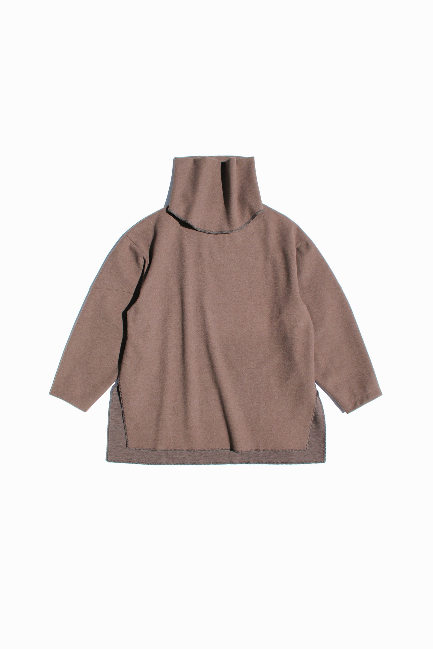 VOAAOV HYBRID RELUX JERJEY PULLOVER - BROWN