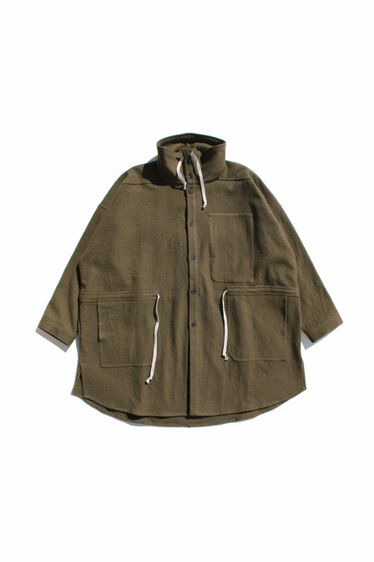 O PROJECT TEDDY WOOL TWILL PARKA JACKET - ARMY GREEN