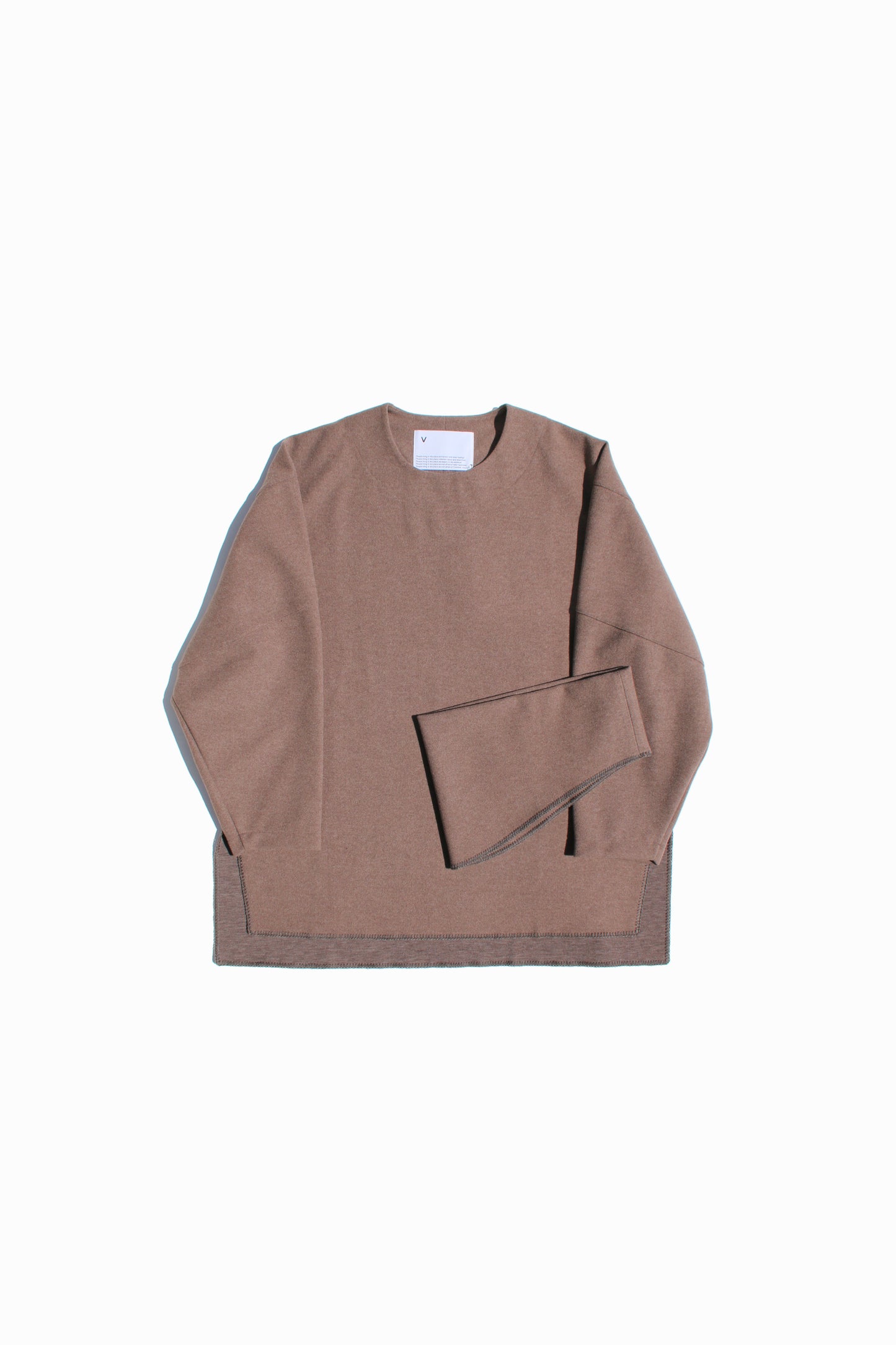 VOAAOV HYBRID RELUX JERJEY PULLOVER - BROWN