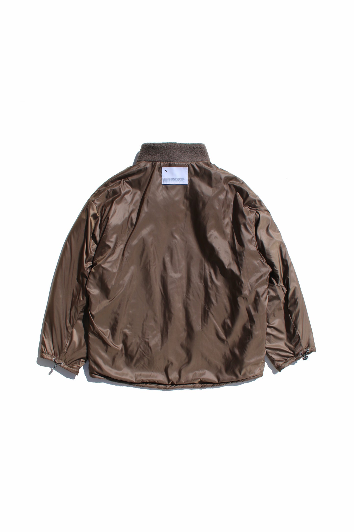 VOAAOV BISHU ANGORA PILE JERSEY REVERSIBLE BOA JACKET - BROWN