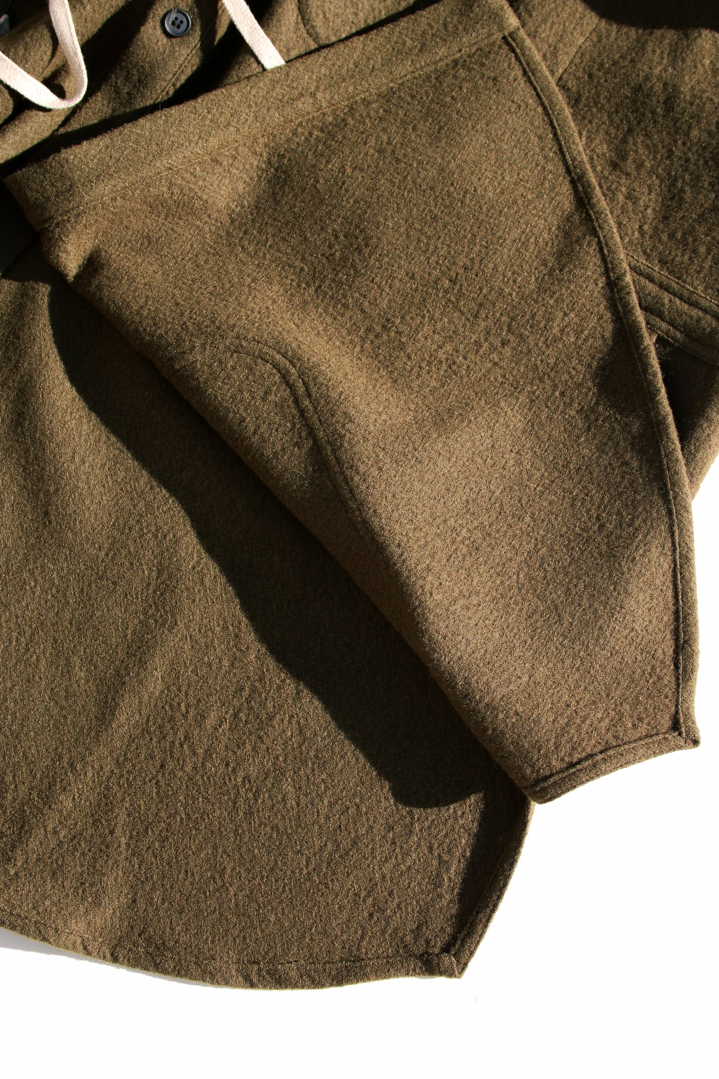 O PROJECT TEDDY WOOL TWILL PARKA JACKET - ARMY GREEN