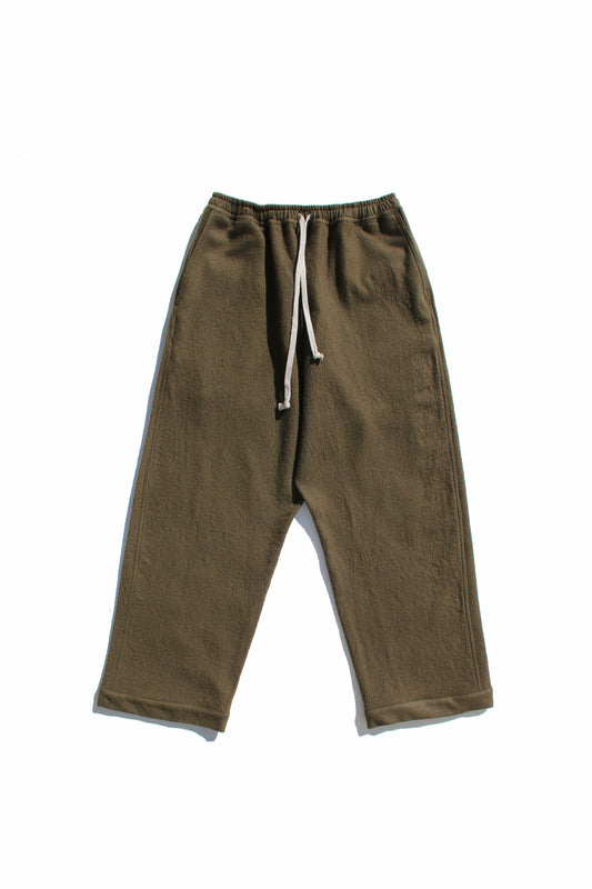 O PROJECT TEDDY WOOL TWILL JOGGING TROUSERS - ARMY GREEN