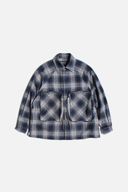 MY BEAUTIFUL LANDLET COTTON TWEED BIG POCKET SHIRT - GREY