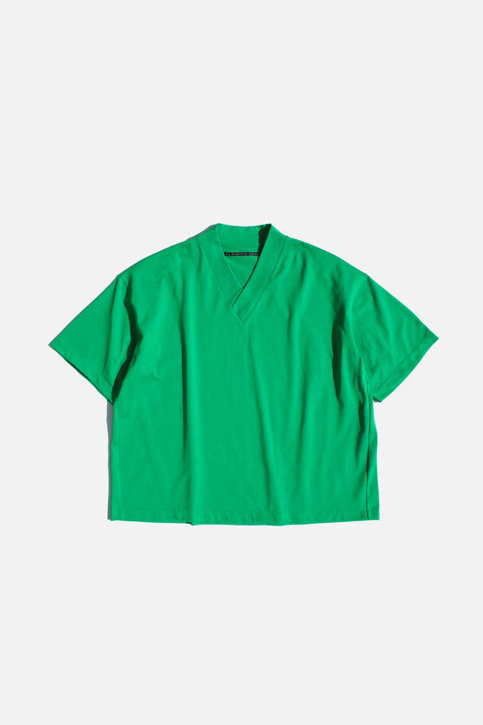 MY BEAUTIFUL LANDLET PARALLELED JERSEY V-NECK BIG TEE - GREEN