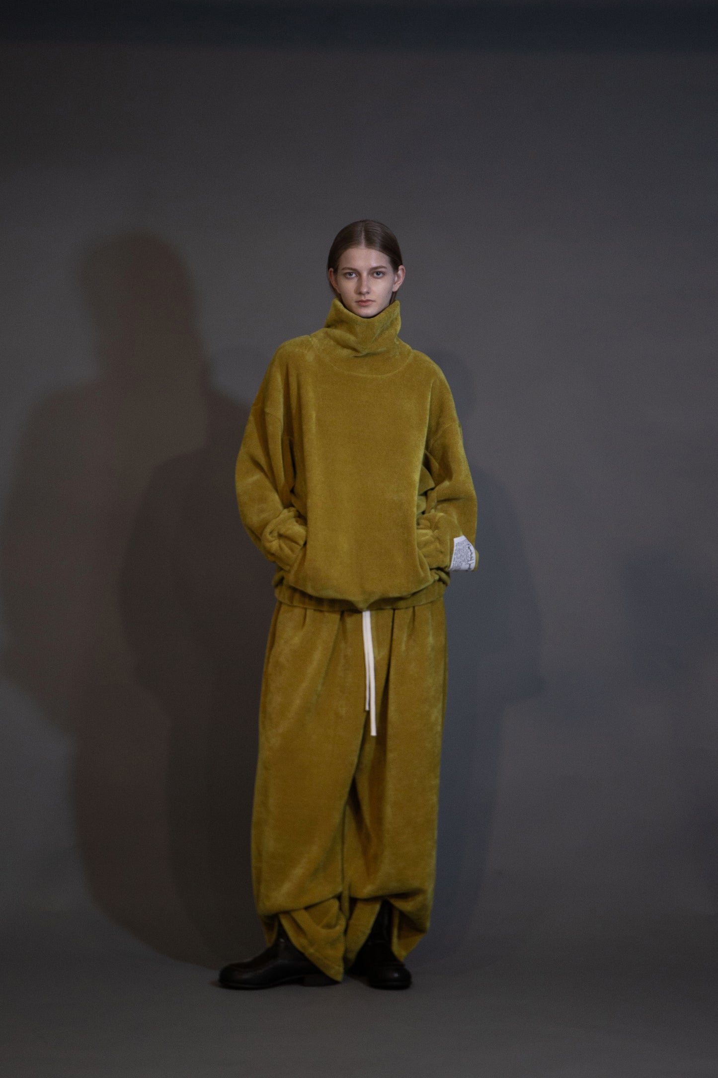 MY BEAUTIFUL LANDLET CHENILLE KNIT WIDE EASY PANTS - YELLOW