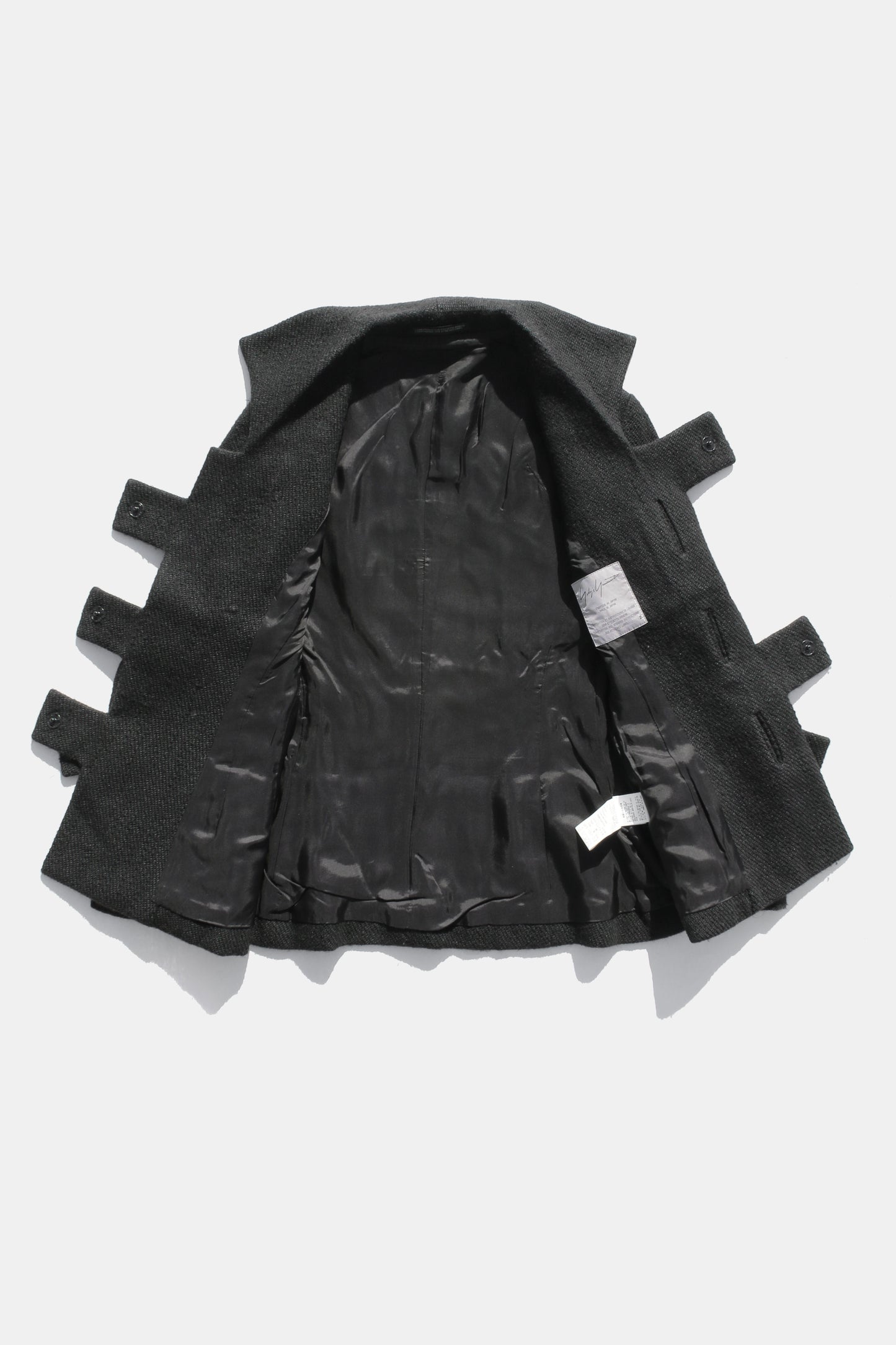 Yohji Yamamoto FEMME SNAP BUTTON WOOL SILK JACKET BLACK
