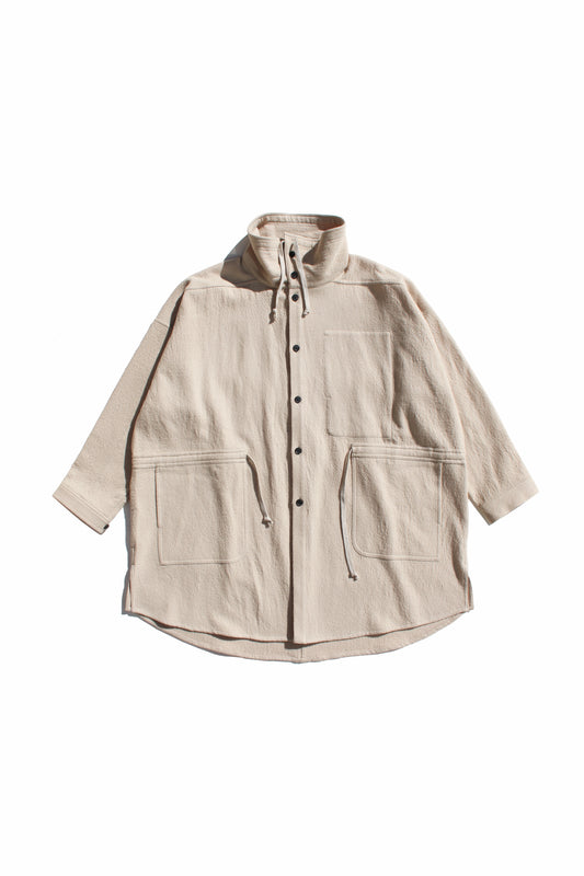 O PROJECT TEDDY WOOL TWILL PARKA JACKET - BEIGE