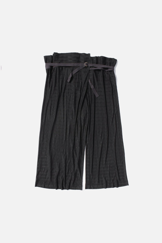 Y's ACETATE STRIPED WRAP PANTS BLACK