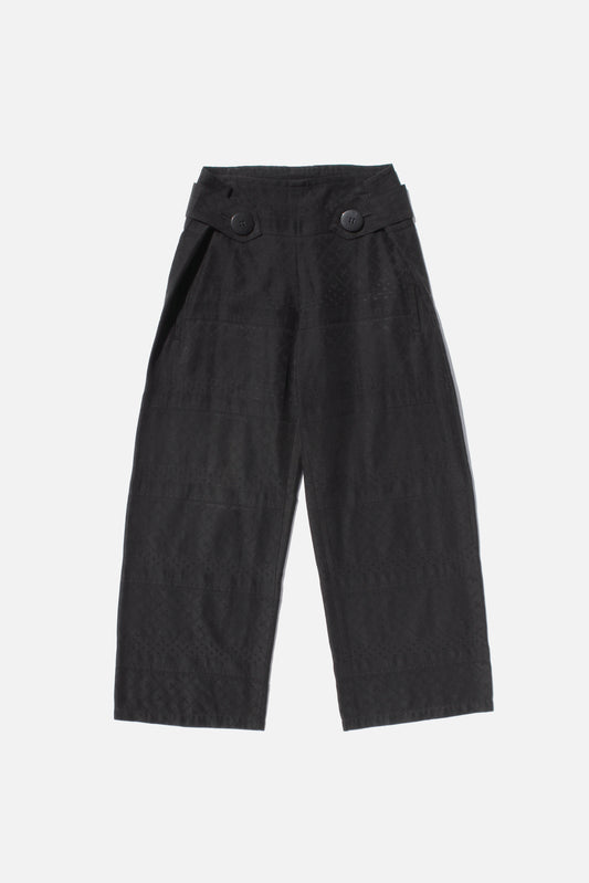 LIMI feu BUTTON WAIST COTTON SILK WIDE PANTS BLACK