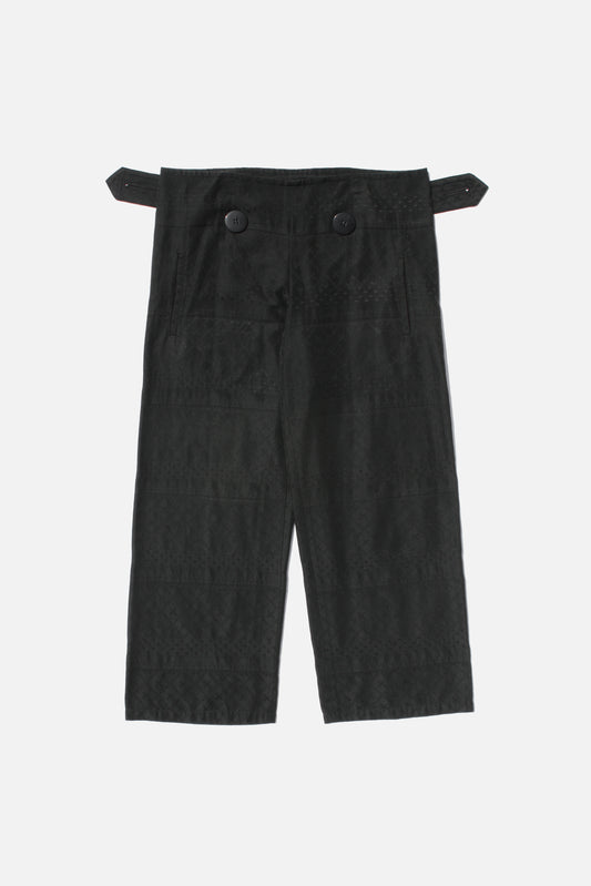 LIMI feu BUTTON WAIST COTTON SILK WIDE PANTS BLACK