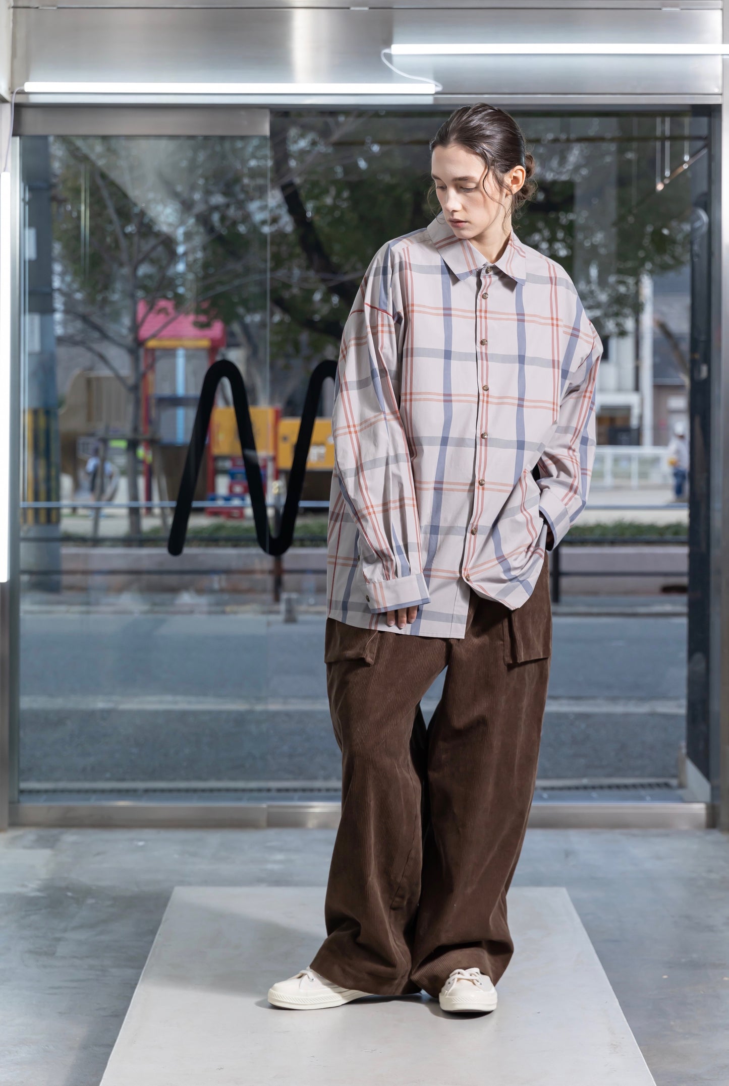 VOAAOV CORDUROY WIDE PANTS