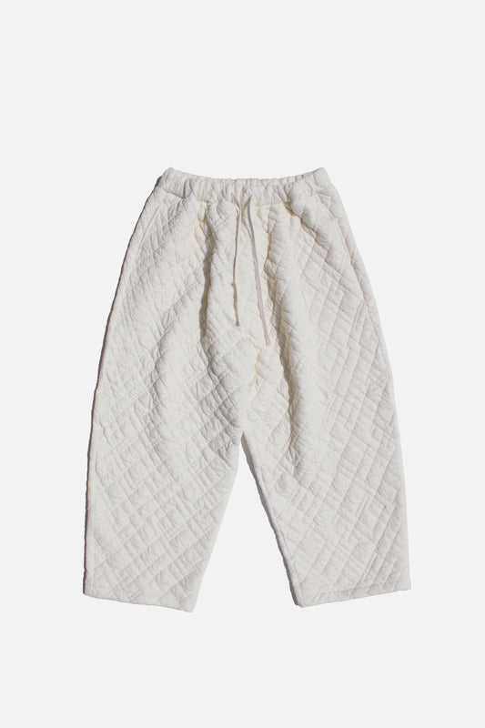 MY BEAUTIFUL LANDLET QUILTED JACQUARD EASY WIDE PANTS - OFF WHITE