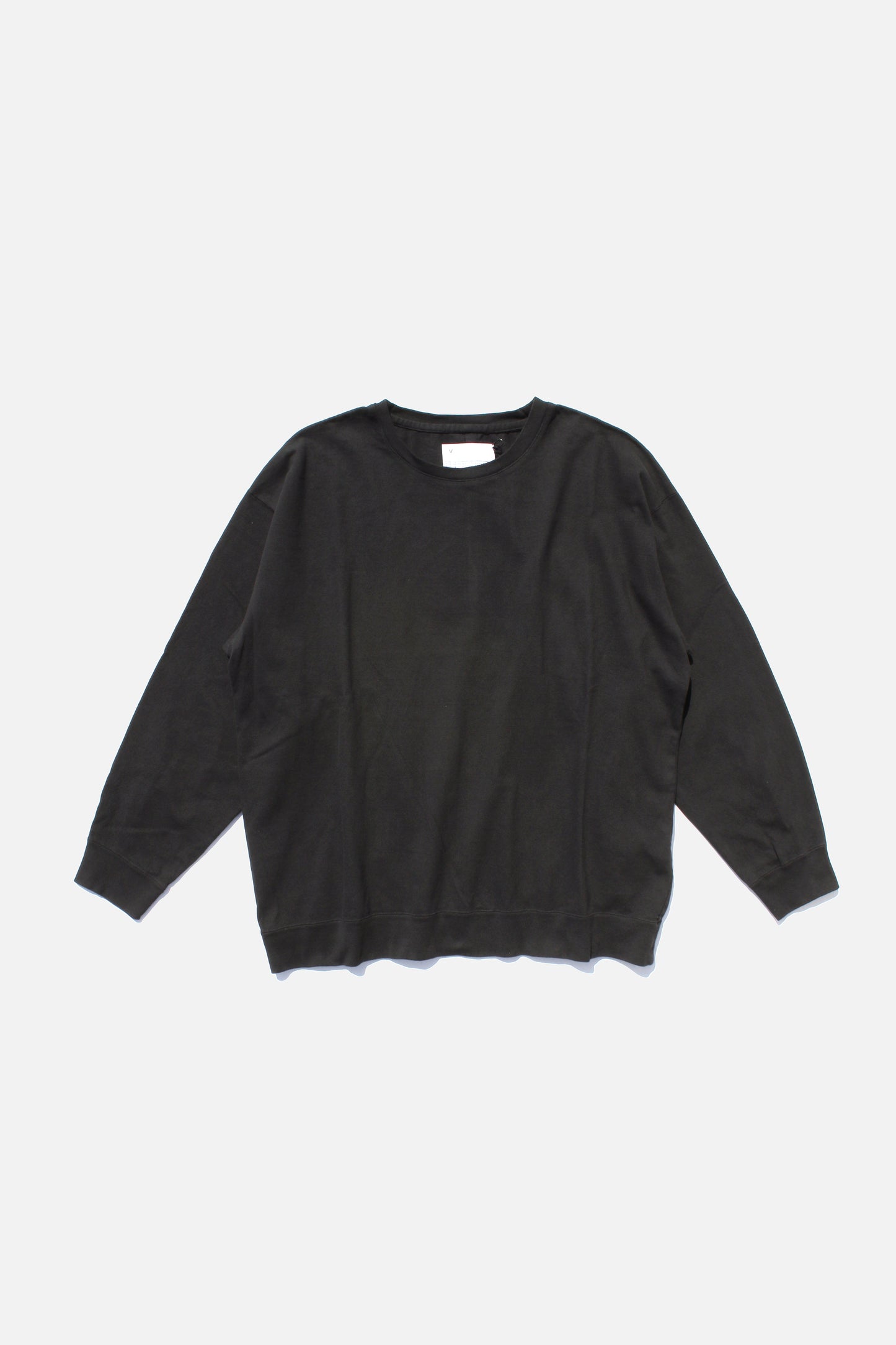 VOAAOV HEAVY JERSEY GARMENT DYE CREW NECK PULLOVER - BLACK