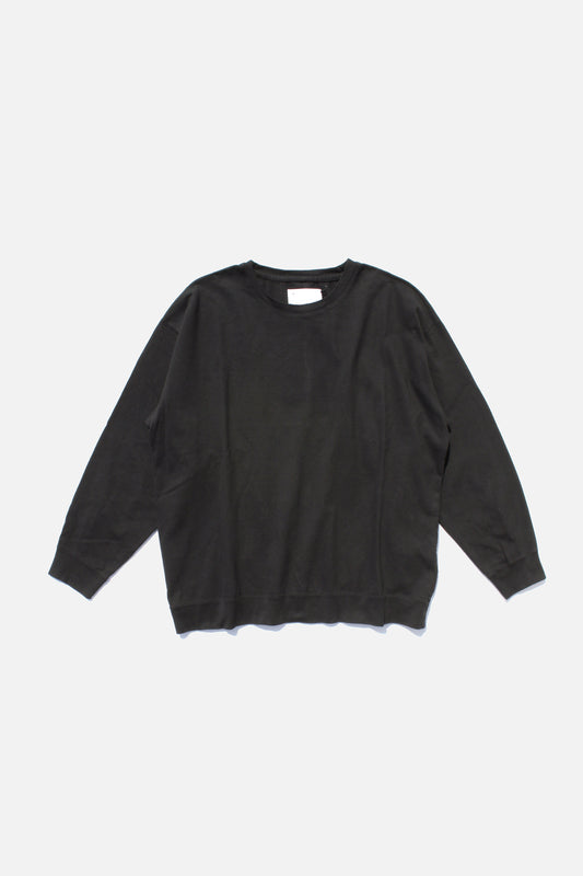 VOAAOV HEAVY JERSEY GARMENT DYE CREW NECK PULLOVER - BLACK