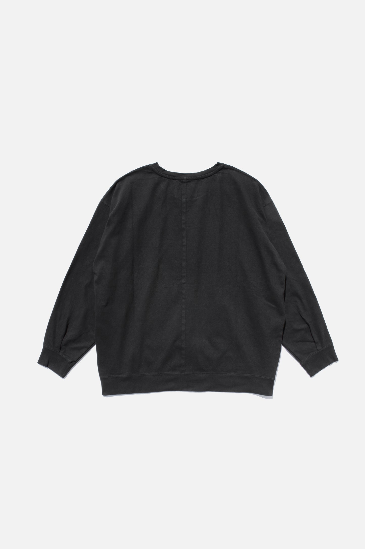 VOAAOV HEAVY JERSEY GARMENT DYE CREW NECK PULLOVER - BLACK