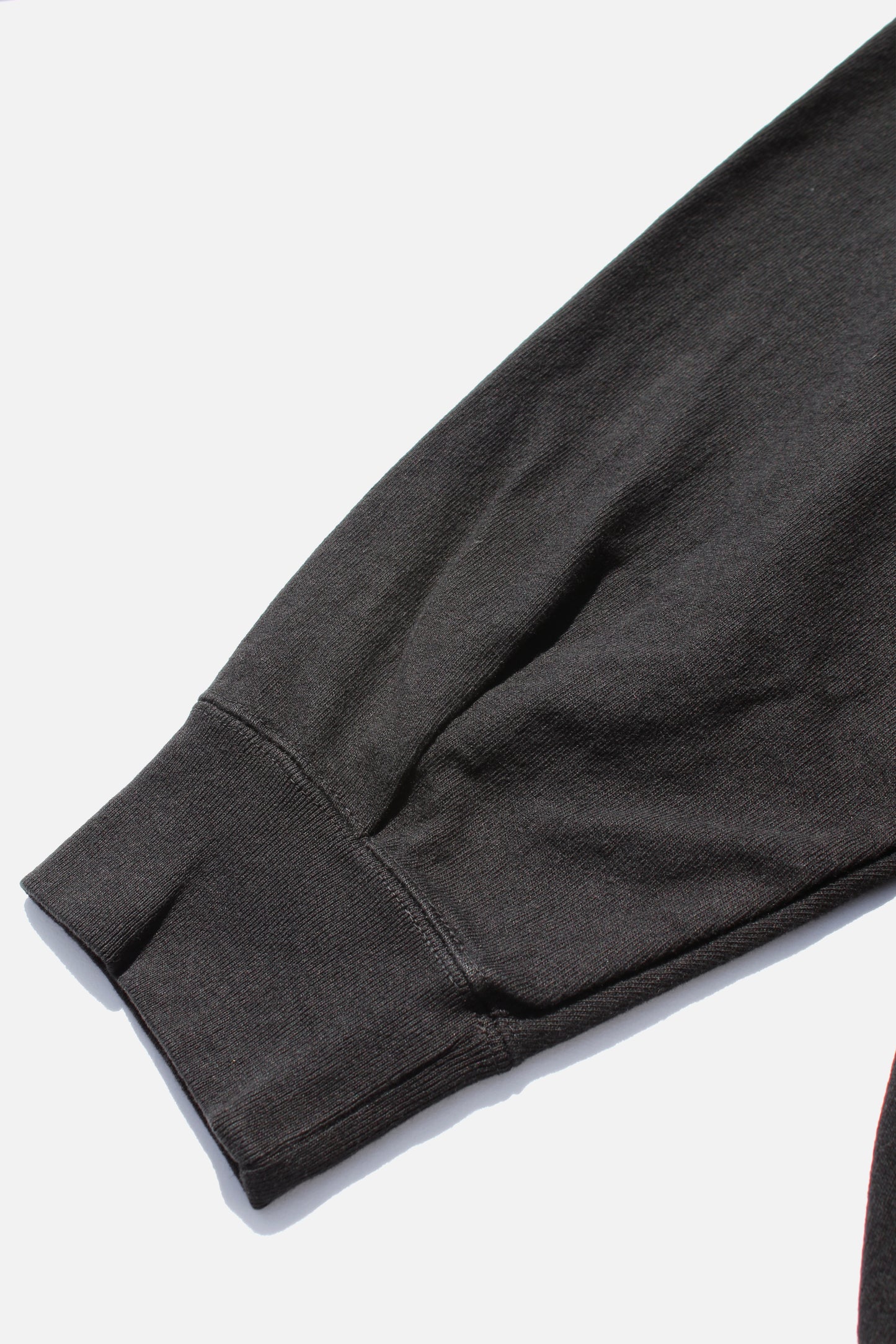 VOAAOV HEAVY JERSEY GARMENT DYE CREW NECK PULLOVER - BLACK