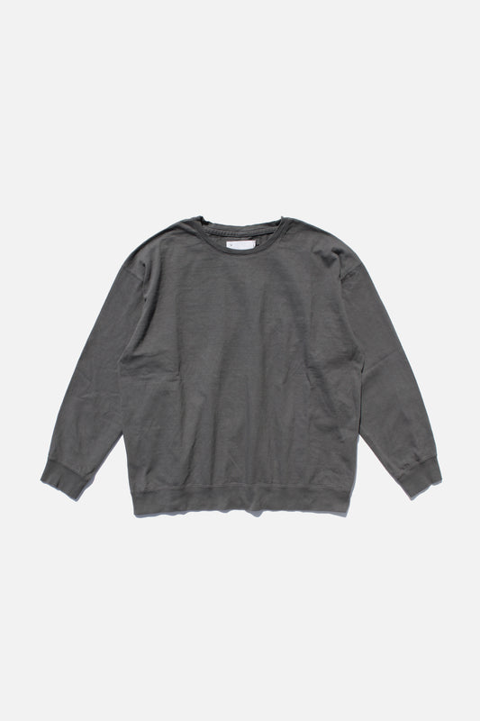 VOAAOV HEAVY JERSEY GARMENT DYE CREW NECK PULLOVER - CHARCOAL