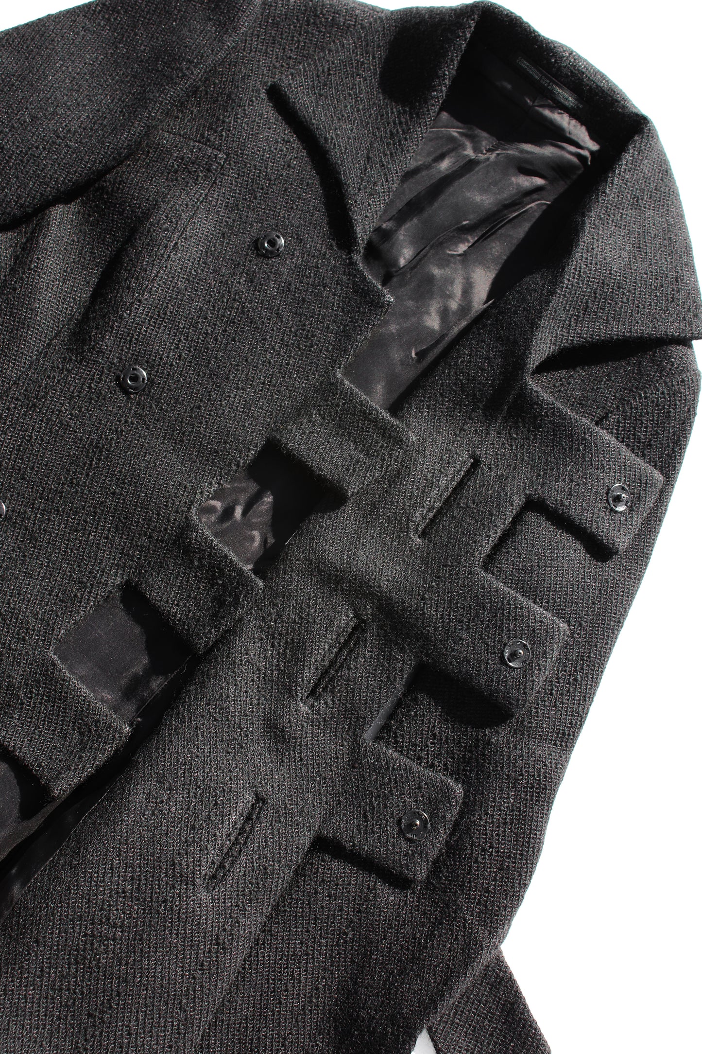 Yohji Yamamoto FEMME SNAP BUTTON WOOL SILK JACKET BLACK