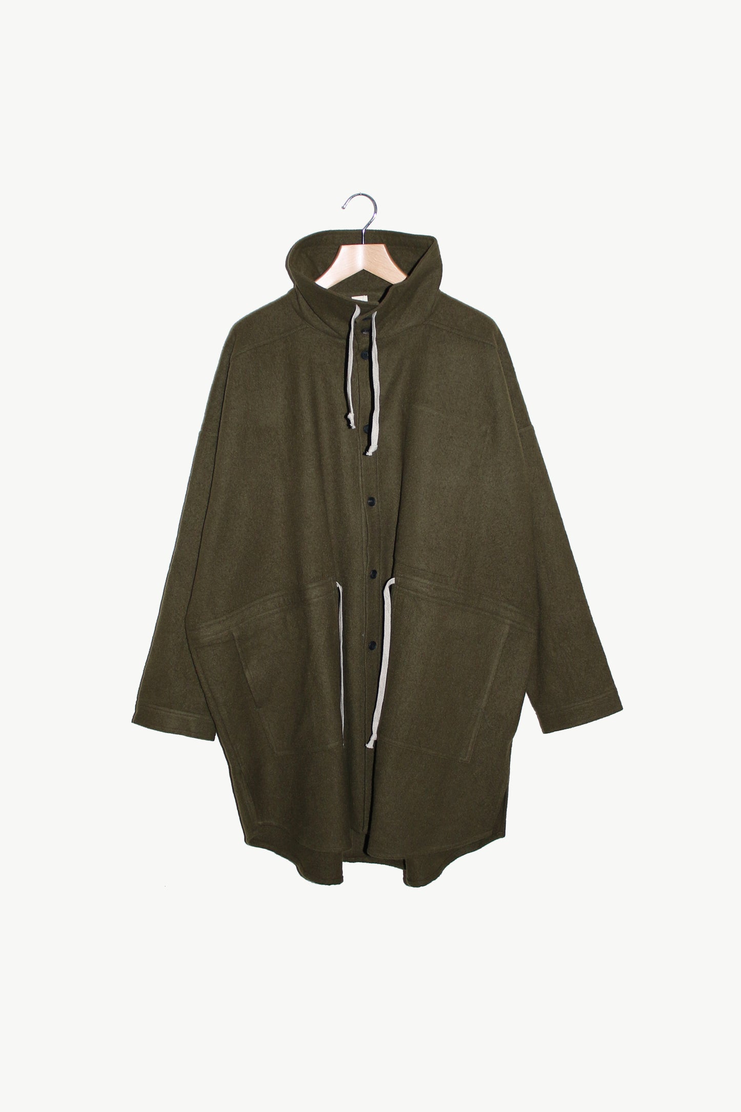 O PROJECT TEDDY WOOL TWILL PARKA JACKET - ARMY GREEN