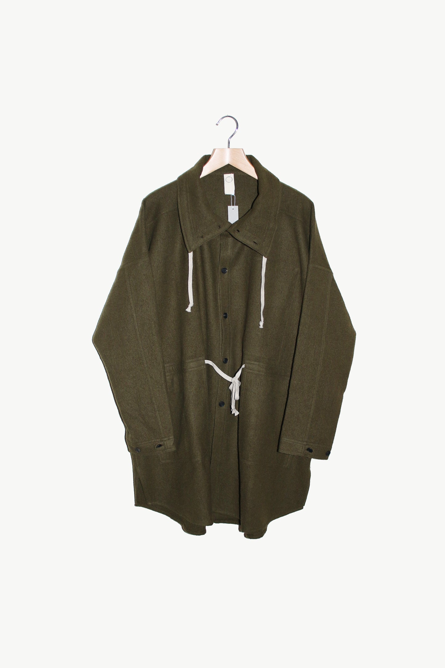 O PROJECT TEDDY WOOL TWILL PARKA JACKET - ARMY GREEN