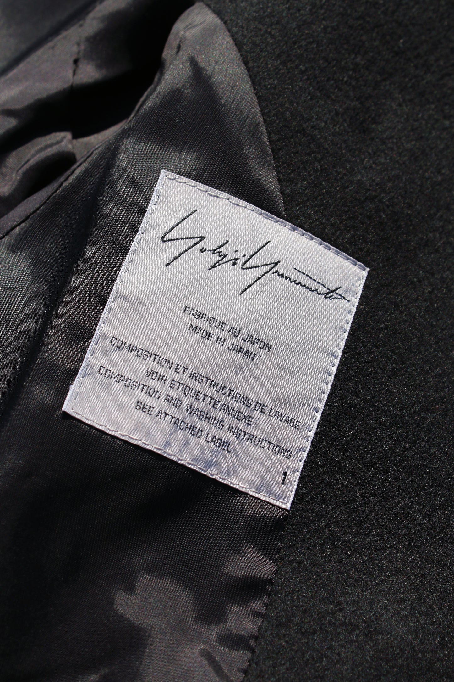 Yohji Yamamoto FEMME WOOL CASHMERE SHORT COAT BLACK