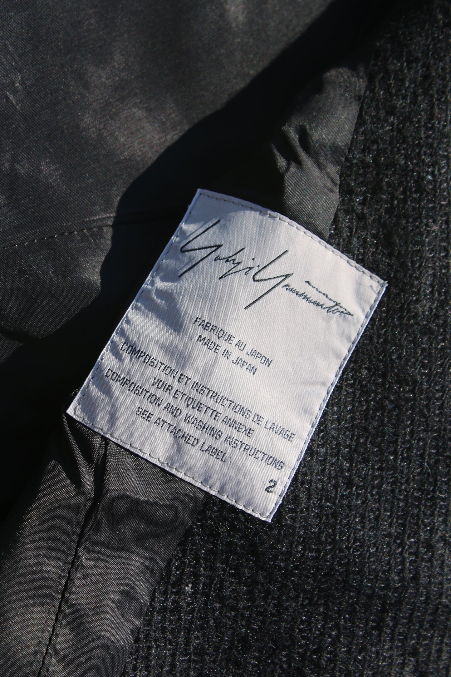 Yohji Yamamoto FEMME SNAP BUTTON WOOL SILK JACKET BLACK