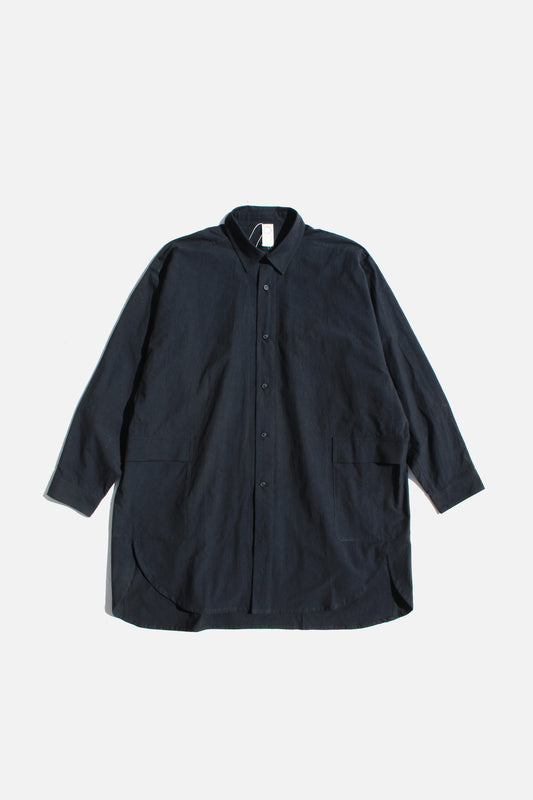 O PROJECT WASHED DENSE CLOTH LONG SHIRT - BLACK