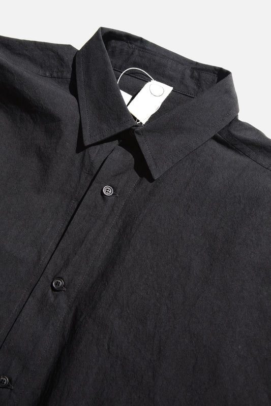 O PROJECT WASHED DENSE CLOTH LONG SHIRT - BLACK