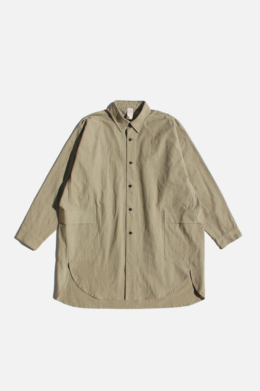 O PROJECT WASHED DENSE CLOTH LONG SHIRT - KHAKI BEIGE