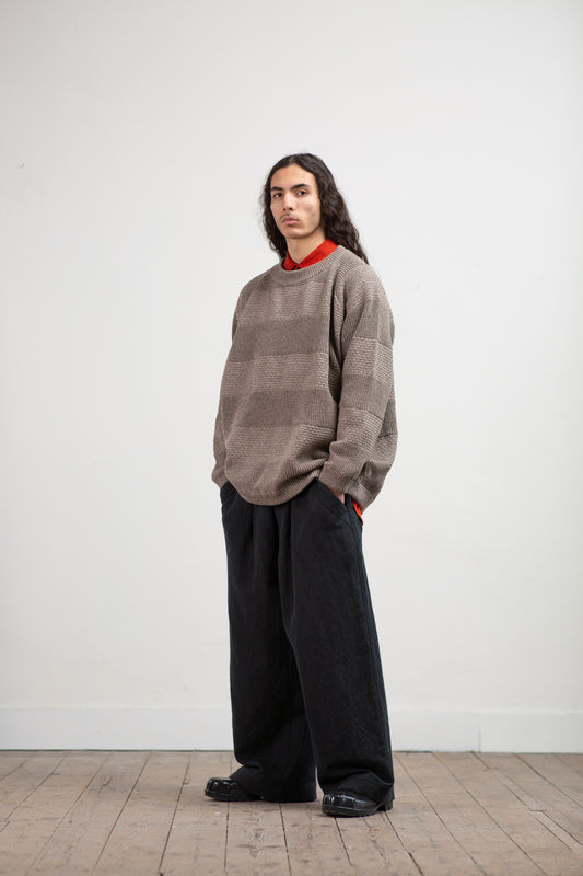 O PROJECT FINE HERRINGBONE EASY WIDE PANTS