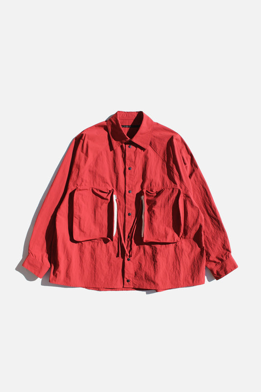 MY BEAUTIFUL LANDLET NYLON TAFFETA BIG POCKET SHIRT - RED