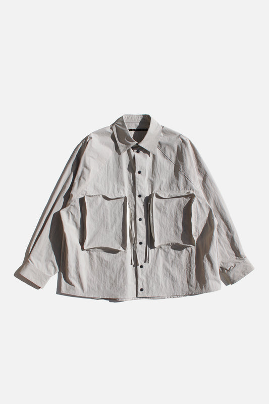 MY BEAUTIFUL LANDLET NYLON TAFFETA BIG POCKET SHIRT - LIGHT GRAY