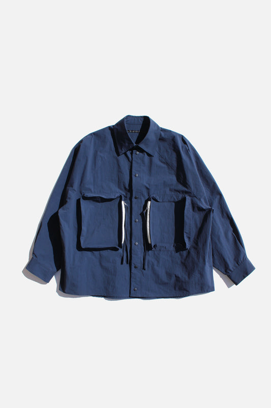 MY BEAUTIFUL LANDLET NYLON TAFFETA BIG POCKET SHIRT - NAVY