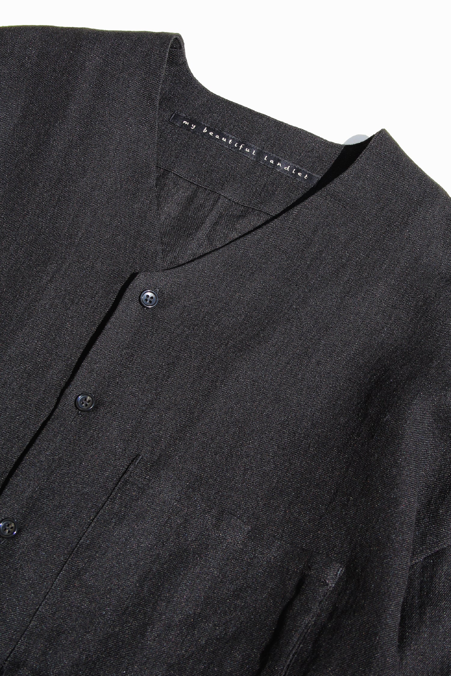 MY BEAUTIFUL LANDLET BISHU JAPAN LINEN SHIRT - BLACK