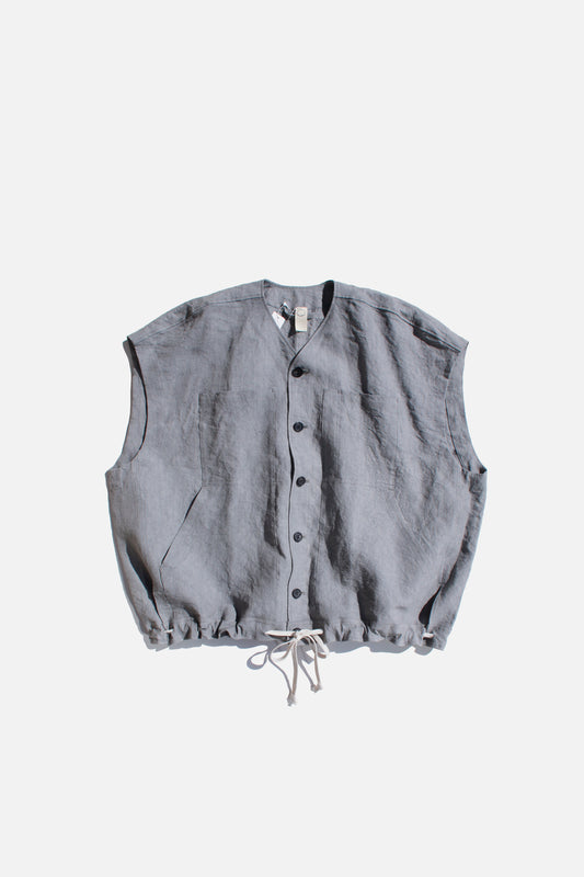 O PROJECT LINEN WASHI CLOTH BODY WARMER - LIGHT SUMI